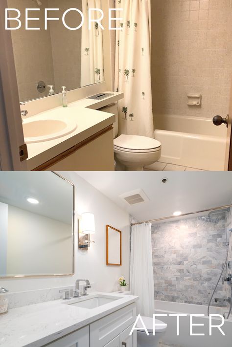 Jill and Tori recently teamed up on this full gut remodel and the before and after photos are incredible! This master bathroom is stunning! Small Bathroom Renovations Before And After, Bathroom Remodel Small Before And After Ideas Master Bath, Shower Before And After, Small Bathroom Remodel Before And After Renovation Master Bath, Updated 90s Bathroom, Bathroom Renovations Before And After, Small Bathroom Remodel Before And After, Bathroom Remodel Before And After, Bathroom Before And After