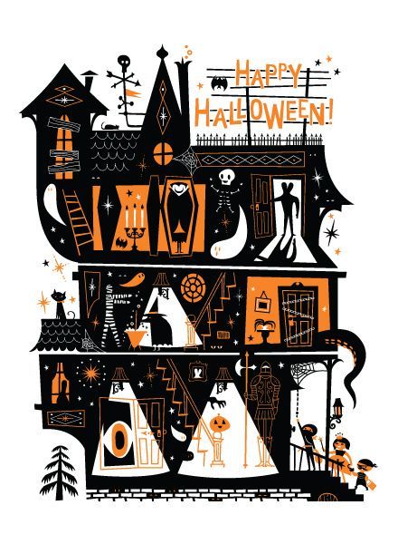 Happy Halloween! by Lab-Partners, via Flickr                                                                                                                                                     More Carte Halloween, Halloween Retro, Halloween Graphics, Halloween Countdown, Halloween Illustration, Halloween Poster, Halloween Card, Halloween Images, Theme Halloween