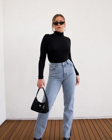 Jade Meadows on Instagram: “turtle neck moment for the gram” Jean Top Outfits, Jean Top, Mom Jeans, Jade, Turtle Neck, Top Outfits, In This Moment, Pants, On Instagram