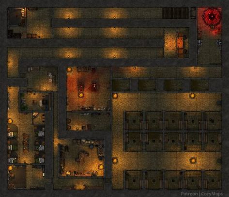 Prison of Hopelessness 35x30 by CozyMaps - DnD Maps Steampunk Setting, Cartographers Guild, Pen And Paper Games, Setting Inspiration, Dnd World Map, Tabletop Rpg Maps, Dnd Maps, Rpg Map, Dnd Monsters