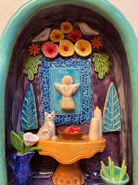 Angel Shrine Ceramic Shadow Altar – Robin Chlad Designs Box Altar, Shrines Box, Shrines Art, Prayer Closet, Pottery Handbuilding, Clay Crafts Air Dry, Ceramics Pottery Art, Clay Art Projects, Ceramics Projects