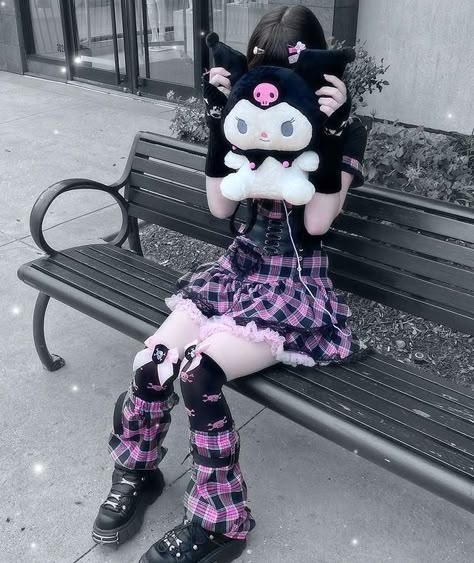 Kuromi Aesthetic Outfit, Kuromi Outfit, Kuromi Clothes, Sanrio Outfits, Princess Peach Cosplay, Cute Kawaii Outfits, Purse Outfit, Hello Kitty Shoes, Kitty Clothes