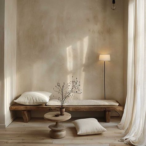 Peaceful Living Room, Small Space Decorating, Simple Floor Lamp, Zen Vibes, Simple Bedside Tables, Japandi Design, Zen Room, Peaceful Living, Serene Bedroom