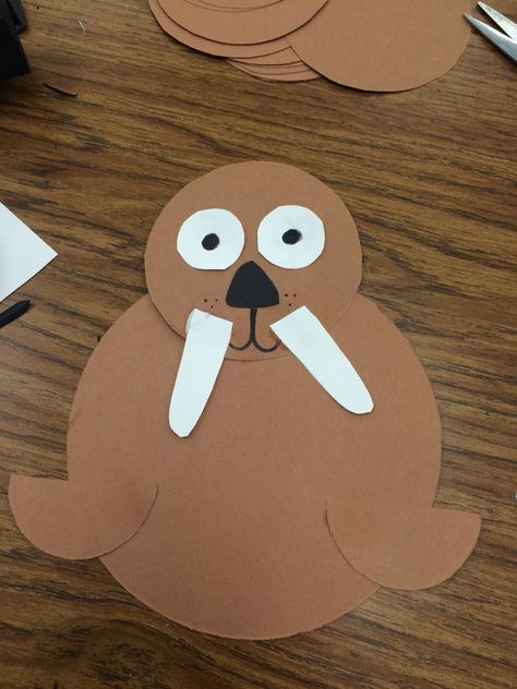 Walrus Art For Toddlers, Walrus Preschool Crafts, Seal Crafts For Toddlers, Artic Animals Crafts For Preschool, Walrus Craft For Toddlers, Arctic Animal Crafts For Preschool, Arctic Animals Preschool Crafts, Polar Animals Preschool Crafts, Walrus Crafts