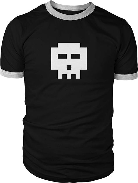 Pixel Skull, Ringer Shirt, Scott Pilgrim Vs The World, T Shirt Prints, Skull Shirts, Scott Pilgrim, Black Clothing, Screen Printing Designs, Skull Tshirt