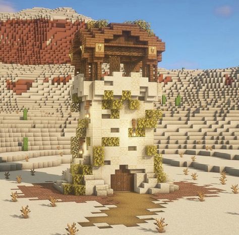 Minecraft Excavation Site, Minecraft Desert Oasis Builds, Desert Stables Minecraft, Mesa Village Minecraft, Desert Tower Minecraft, Village Hall Minecraft, Sand Village Minecraft, Desert Nether Portal, Minecraft Desert Building Ideas