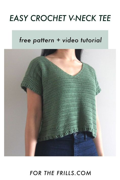 Crochet Tee, Mode Crochet, Crochet Tops Free Patterns, Crochet Summer Tops, Learn How To Crochet, Crochet Shirt, Crochet Woman, Drafting Patterns, Crochet Top Pattern