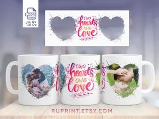 2 Photo Frame, Picture Mugs, 2 Hearts, Mug Png, Photo Mug, 4 Images, Mug Template, Mug Sublimation, Valentines Mugs