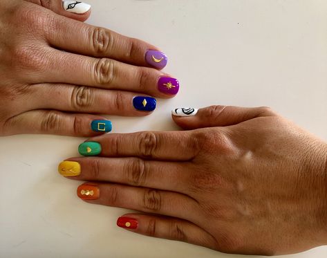 Yogi Nails, Chakra Nails Designs, Chakra Nail Art, Chakra Nails, Yoga Nails, 25 Nails, Yoga Themes, Nail Extensions Designs, Hippie Nails