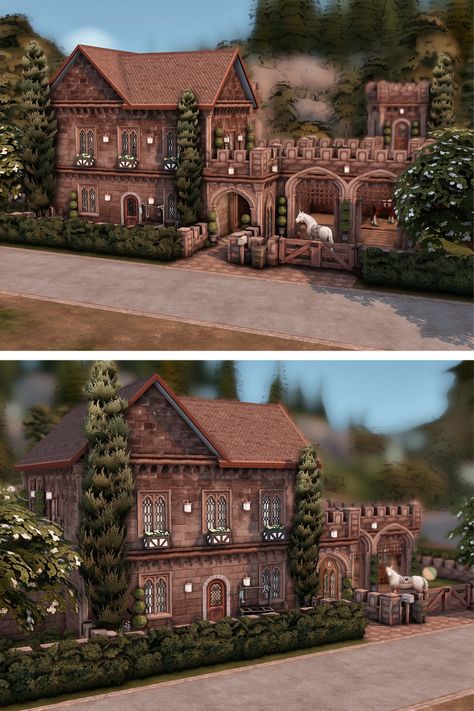 Created for: The Sims 4
Duke Castle is a Resenditial Lot perfect for a family of 5 Sims and 2 Horses.
It's built on a 40 x 30 lot in Windenburg.
It has a Living Room, Kitchen, Dining Room, Study, Horse Stable, 3 Bedrooms, and 2 Bathrooms.
The back garden of each unit contains a BBQ, an Eating Area, a Hot Tub, Swimming Pool.
All for only $215,894 Simoleons.

No Custom Content is required for this home.

Download @ https://www.thesimsresource.com/downloads/1691151 Sims 4 Castle Layout, Sims 4 40x30 House, Sims 4 Stable, Sims 4 Family Ideas, Sims 4 Horse Stable, Sims 4 Windenburg, Sims 4 Castle, Sims 4 Garden, Medieval Home