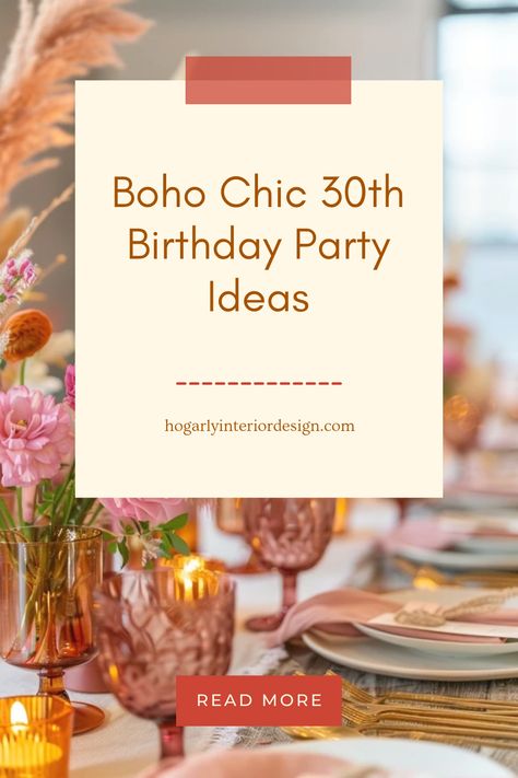 Get inspired with dreamy Bohemian decor ideas for a chic 30th birthday celebration. Perfect for naturally elegant and memorable parties, featuring earthy elements and vibrant colors. Boho Decorations For Birthday, Boho Glam Party Decor, Boho Style Party Decor, Boho Themed Party Birthdays, November Birthday Party Ideas For Women, 30th Birthday Color Scheme, Boho Chic Party Ideas Decoration, Bohemian Birthday Party Decoration, Boho Party Decorations Bohemian