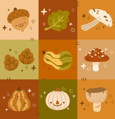 Cute Fall Illustration, Thanksgiving Food Art, Harvest Illustration, Fall Illustration, Creepy Tattoos, Autumn Illustration, Signed Artwork, Doodle Illustration, Cute Kawaii Drawings