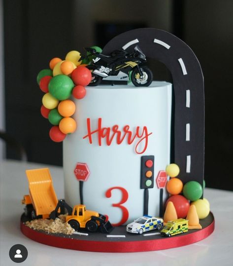 5 Year Boy Old Birthday Cake, Diy Car Cake, Bike Cakes For Boys, Vehicle Cakes For Boys, Birthday Cake For 2 Year Boy, Car Theme Cake For Kids, Moto Cake, Motor Cake, Semi Truck Cakes