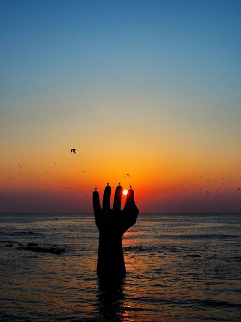 The Hand of Harmony is a massive bronze sculpture of a hand stretching up from the water. It is located at Homigot Beach, Pohang, South Korea. Pohang South Korea, Hand Stretching, On Hiatus, A Tiger, The Hand, Bronze Sculpture, Stretching, South Korea, Wonder