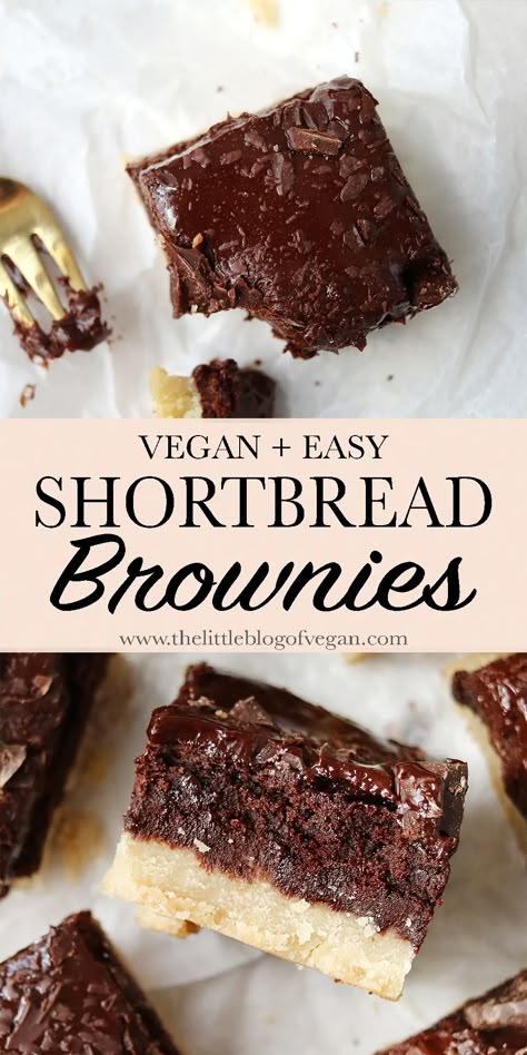 Shortbread Brownies, Vegan Shortbread, Vegan Food Ideas, Fresh Eats, Vegan Baking Recipes, Vegan Bar, Vegan Brownies, Buttery Shortbread, Vegan Brownie