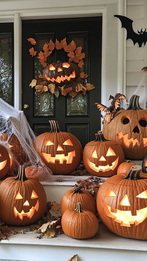 Get spooky with classic Jack-o'-lanterns! Carve eerie faces or fun designs to light up your Halloween nights. 🕯️🎃 #ClassicJackOLantern #HalloweenDecor #PumpkinCarving Cute Jack O Lantern, Jack O Lantern Faces, Fall Mood Board, Halloween Night, Fun Designs, Jack O, My Happy Place, Jack O Lantern, Fall Halloween