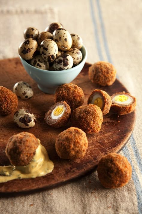 Brunch Recipes Healthy, Pickled Quail Eggs, Scotch Eggs Recipe, Quail Recipes, Fried Quail, Mustard Dipping Sauce, Quails, Scotch Eggs, Egg Recipe