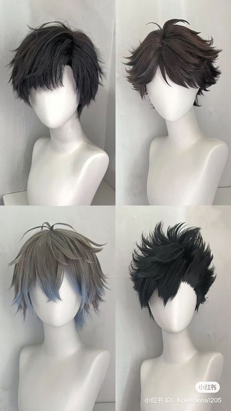 Fantasy Hair Reference, Hairstyle Ideas For Characters, Oc Hairstyles Male, Male Hairstyle Drawing Reference, Cool Japanese Hairstyles, Oc Hairstyles Ideas Male, Hairstyle Ideas Drawing Male, One Eye Covered Hair, Hairstyles Male Reference