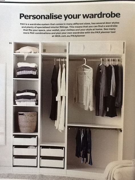 Ikea inspiration Dressing Pax, Build Your Own Wardrobe, Closet Organization Designs, Ikea Wardrobe, Open Closet, Closet Layout, Closet Decor, Ikea Pax, Bedroom Wardrobe