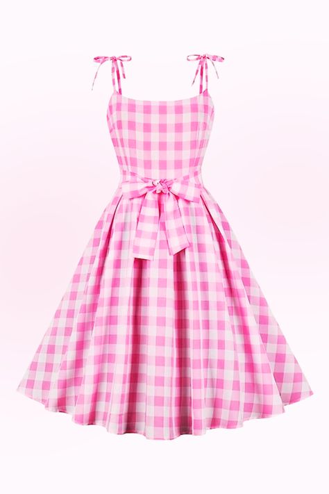 This also looks a lot like the pink plaid dress margot robbie is wearing in Barbie The Movie 2023! Pink plaid was a classic element in 50s and 60s 🌸🌊 Barbiecore inspired Women Vintage 1950s Pink Gingham Dress Spaghetti Straps Rockabilly Pinup Dress 💖✨ This is an amazon affiliate link. Barbie Plaid Dress, Pink Stripes Outfit, Movie Core, Audrey Hepburn Dress, Hepburn Dress, Pink Plaid Dress, 1950s Rockabilly, Pink Gingham Dress, Pinup Dress