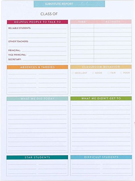 Notes For School, Classroom Setup Elementary, Communication Log, Teacher Notepad, Teacher Lesson Planner, Substitute Teaching, Teacher Must Haves, Write Notes, Classroom Transformation