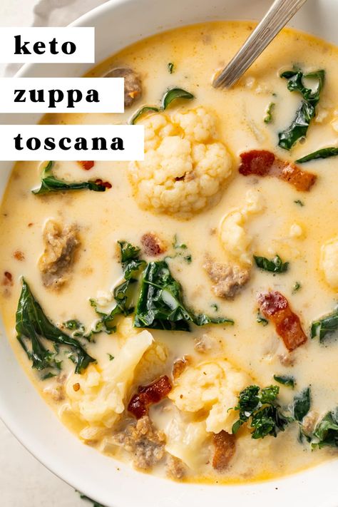 This keto zuppa toscana is rich and creamy, loaded with flavor, and only 7g net carbs per serving. Filling and delicious, this low carb soup is excellent for meal prep and so satisfying during the colder months. The keto version of our very popular Healthy Zuppa Toscana (Whole30)! Healthy Zuppa Toscana, Keto Zuppa Toscana, Keto Zuppa, Zuppa Toscana Soup, Toscana Soup, Egg Diet Plan, Baking Powder Uses, Boiled Egg Diet Plan, Baking Soda Beauty Uses