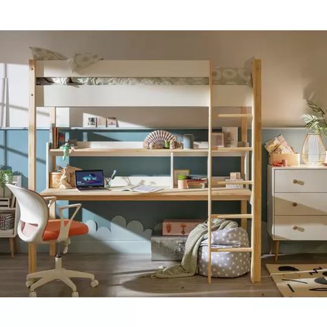 High Sleeper Beds, High Sleeper And Single Bed, High Sleeper Desk, High Sleeper Box Room, Teen Bunk Bed Rooms, High Bed With Desk Underneath, High Sleeper Bed Ideas Small Spaces, Bunk Bed Office, High Bed Small Room