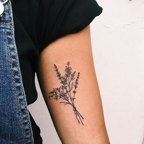 lavender tattoo - Google Search #gstrosin528 Tattoos Tiny, Girls Tattoos, Simple Arm Tattoos, Petit Tattoo, Lavender Tattoo, Wildflower Tattoo, Small Flower Tattoos, Cat Tattoos, Inspiration Tattoos