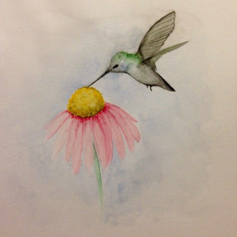 Watercolor Hummingbird. Easy to paint! Easy Bird Watercolor Paintings, Hummingbird Drawing Easy, Hummingbird Watercolor Painting, Hummingbird Easy Drawing, Hummingbird Painting Easy, Watercolour Birds Easy, Hummingbird Easy Painting, Watercolor Birds Easy, Hummingbird Watercolor