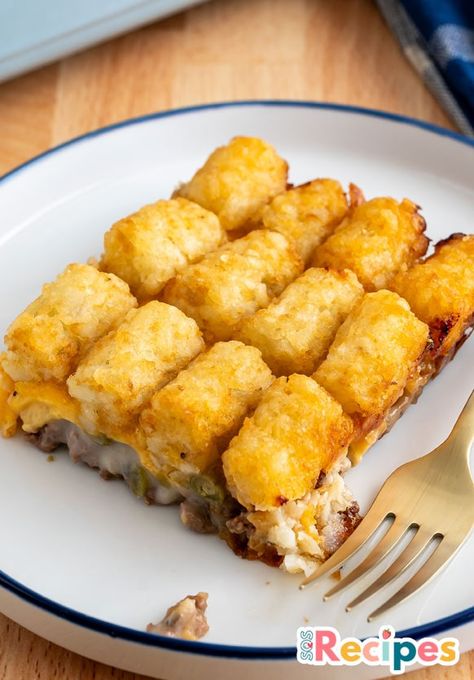 The Best Cheesy Tater Tot Casserole With Ground Beef Recipe - Sos Recipes Potato Tot Casserole, Cheesy Tater Tot Casserole, Sos Recipe, Casserole With Ground Beef, Cheesy Tater Tots, Tater Tot Casserole Recipes, Ground Beef Recipe, Tot Casserole, Tater Tot Casserole