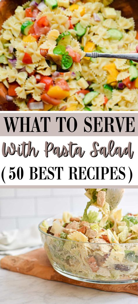 When making pasta salad, these are the 50 best recipes when thinking about what to serve with pasta salad! They are mouthwatering, full of flavor, and a perfect dish to serve with your main course! What To Make With Pasta Salad, What Goes With Pasta Salad, What To Eat With Pasta Salad, What To Serve With Pasta Salad, What To Serve With Pasta, Greek Yogurt Marinated Chicken, Soy Garlic Chicken, Honey Balsamic Chicken, Chicken Main Dish Recipes