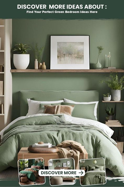 Find Your Perfect Green Bedroom Ideas Here Khaki Bedroom, Green Bedroom Walls, Green Bedrooms, Green Bedroom Ideas, Green Bedroom Decor, Sage Green Bedroom, Sage Green Walls, Green Bedroom, Green Walls