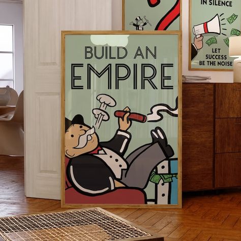 Monopoly Art Work - Etsy UK Typography Christmas Card, Build An Empire, Building An Empire, Motivational Prints, Motivational Wall, Motivational Wall Art, Design Guide, More To Come, Office Wall Art