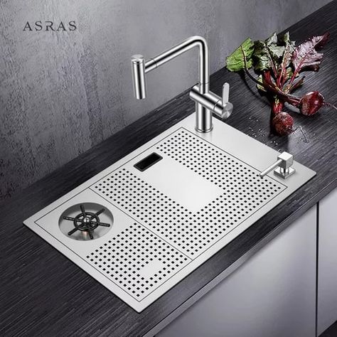 ASRAS 11850NK Black Nano Large Kitchen Sink With Faucet 304 Stainless Steel Long Sink Set|Kitchen Sinks| - AliExpress Cup Rinser, Large Kitchen Sinks, Pop Design For Roof, Cup Washer, Home Engineering, Glass Rinser, Washer Cleaner, Coffee Bar Design, Hidden Kitchen