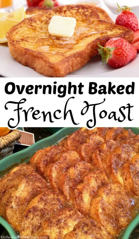 Overnight Baked French Toast, French Toast Casserole Easy, French Toast Casserole Overnight, Baked French Toast, Breakfast For A Crowd, Overnight French Toast, French Toast Breakfast, Casserole Easy, Christmas Morning Breakfast