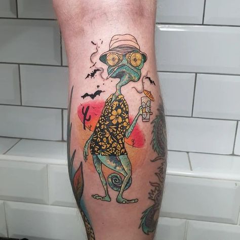 Rango Tattoo Designs, Ren And Stimpy Tattoo Design, Rango Tattoo Movie, Artistic Tattoos Men, Home Sick Tattoo, The Grinch Tattoo, Sick Tattoos For Women, Unless Tattoo, White Heart Tattoo