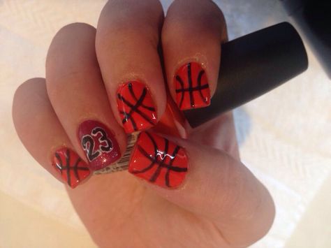 Basketball Nail Art, Jordan Nails, Basketball Nails, Basketball Jordan, Basketball Net, Nails For Kids, March Madness, Nails Nailart, Fashion Nails