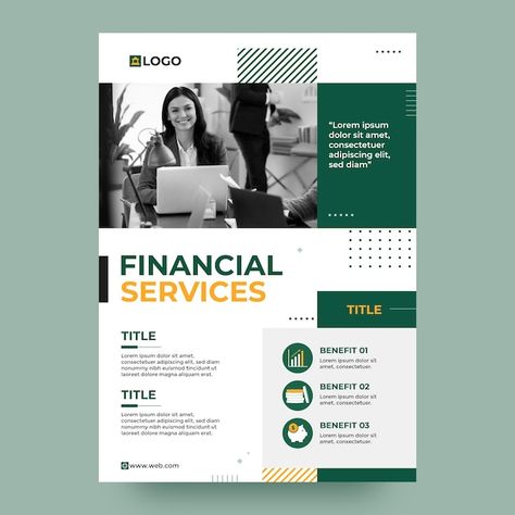 Free vector flat design bank template de... | Free Vector #Freepik #freevector #bank-poster #flat-poster #finance-poster #vertical-poster Bank Brochure Design, Bank Flyer Design, Bank Template Design, Finance Poster Design, Bank Poster Design, Bank Brochure, Bank Template, Career Promotion, Finance Poster