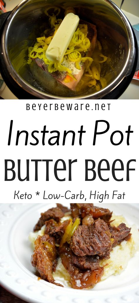 Instant Pot butter beef recipe is my favorite keto roast recipe because it is full of flavor thanks to the ranch and Italian dressing plus butter and banana peppers, tender to eat and perfect over mashed cauliflower or potatoes for people not on low-carb diets. #Keto #InstantPot #Butter #Beef #LowCarb Butter Beef, Pot Butter, Over Mashed Potatoes, Pastas Recipes, Boiled Egg Diet Plan, Roast Beef Recipes, Beef Recipe, Instant Pot Dinner Recipes, Stuffed Banana Peppers