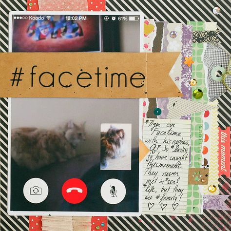 #facetime scrapbook layout cute cat Silhouette Angelika Facetime Scrapbook Page, Manifestation Scrapbook, Scrapbooking Boyfriend, Year Scrapbook, Our Adventure Book, Anniversary Scrapbook, Love Scrapbook, Cat Silhouette, Adventure Book