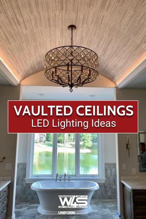 Highlight your barrel-vaulted ceilings with stylish LED lights! These lights accentuate the architectural beauty while offering efficient, bright illumination. Ideal for those looking to add a modern touch to classic spaces. Barrel Ceiling Ideas, Over Cabinet Lighting, Led Shelf Lighting, Vaulted Ceiling Ideas, Vaulted Ceiling Lighting, Barrel Vault Ceiling, Kitchen Led Lighting, Barrel Ceiling, Bathroom Ambiance