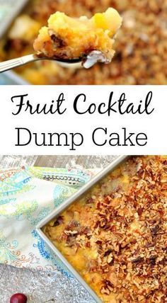 Fruit Cocktail Dump Cake, Recipes With Canned Fruit, Easy Fruit Cocktails, Blueberry Dump Cake Recipes, Recipes With Fruit Cocktail, Fruit Cocktail Cake, Easy Dump Cake Recipe, Blueberry Dump Cakes, Cocktail Cake