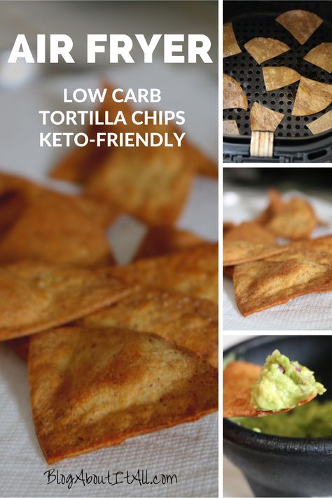 Tortilla Chips Homemade, Air Fryer Low Carb, Low Carb Tortilla Chips, Chips Homemade, Air Fryer Recipes Healthy Low Carb, Keto Chips, Galletas Keto, Low Fat Low Carb, Homemade Tortilla Chips