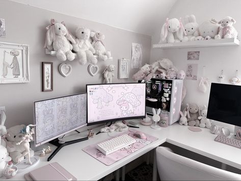 Angelcore Room, Gamer Room Decor, Cute Furniture, Pastel Room, Gaming Room Setup, Cute Bedroom Decor, Cute Room Ideas, Gamer Room, Pretty Room