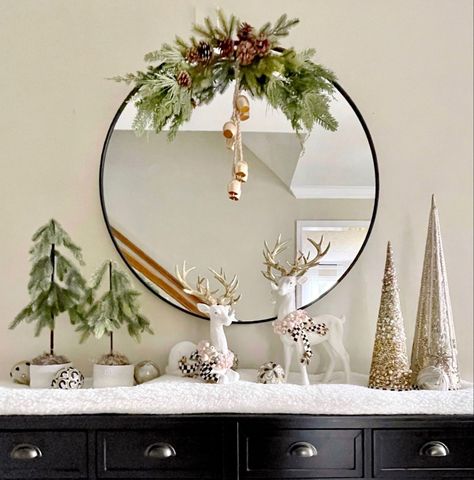 Console table with neutal christmas decor