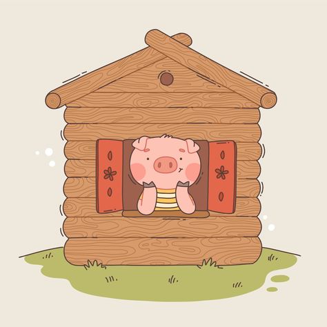 Free Vector | Hand drawn the three little pigs illustration Pigs Illustration, The Three Little Pigs, Pig Illustration, Three Little Pigs, Vector Hand, Little Pigs, Pigs, Graphic Resources, Hand Drawn