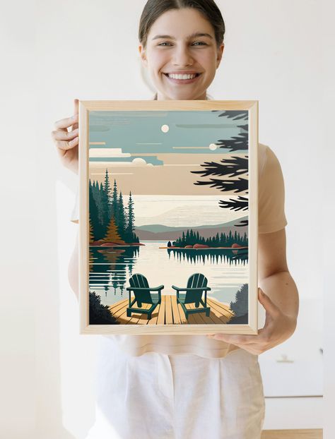 Artistic High-Resolution Art Print ▫️ High-Quality 175 GSM Fine Art Paper ▫️ Acid-free, pigmented archival inks. ▫️ Multiple Sizes, Printed to order Recommended Frames (all sizes options): ▫️ Wood Farmhouse Frame:   https://a.co/d/10smOlC ▫️ Rustic Brown Frame:  https://a.co/d/7ly48oN THANK YOU  Thank you for supporting local artists! Minnesota Poster, Colorado Wall Art, Modern Lake House, State Posters, Cabin Art, Farmhouse Frames, Lake Art, Support Local Artists, Art Chair