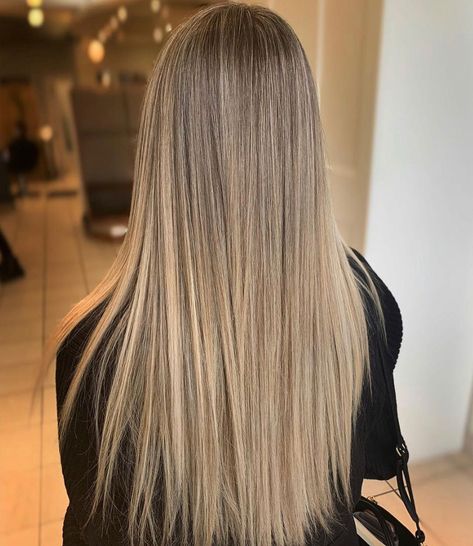 Light Brown With Blonde Highlights Straight Hair, Blonde Balayage In Brown Hair, Full Head Colour, Head Full Of Highlights, Brown Hair With Blonde Balayage Long, Ashy Balayage Blonde, Full Head Balayage Brunettes, Full Head Blonde Balayage, Whole Head Of Highlights