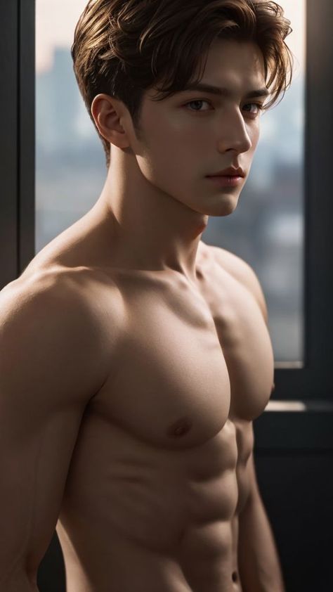 Gorgeous man showcasing a chiseled physique Essence