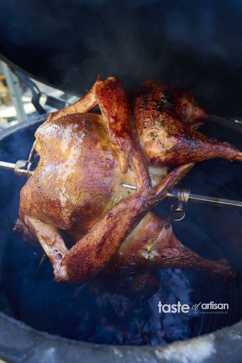 Rotisserie Turkey, Herb and Garlic Butter Flavored - Taste of Artisan Rotisserie Turkey On The Grill, Rotisserie Turkey Recipes, Rotisserie Turkey Breast Recipes, Rotisserie Chicken Wings, Rotisserie Turkey Breast, Rotisserie Recipes, Pies Thanksgiving, Deli Meat Recipes, Rotisserie Turkey